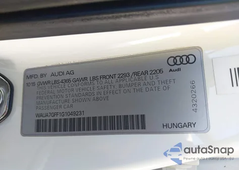 2016 Audi A3 1.8T Premium из США, поврежденный, VIN WAUA7GFF1G1049231